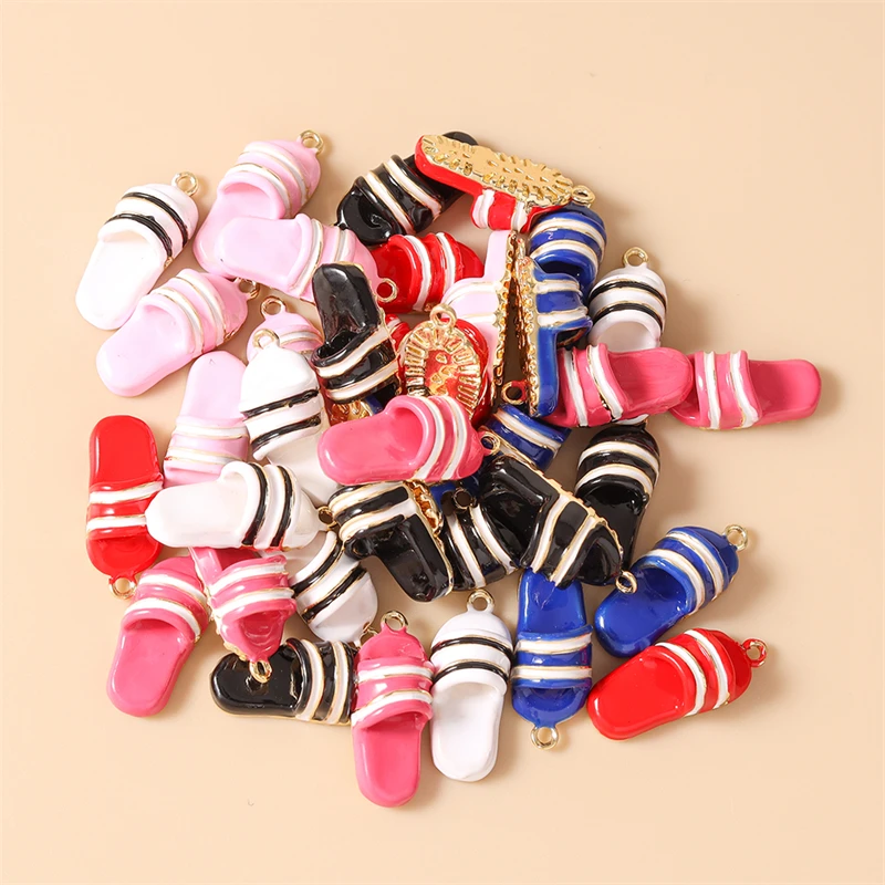 5 Stück 9x20mm Niedliche Bunte Simulations-Slipper-Anhänger für Schmuckherstellung, Halsketten, Ohrringe, Armbänder, DIY-Bastelzubehör – Detail 12