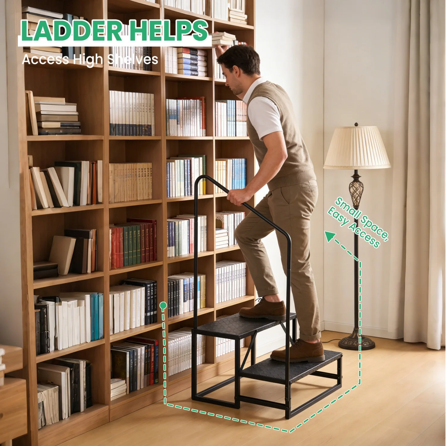 RV Step Ladder, 2/3/4/5 Step Ladder with Handrail, Heavy Duty 660lbs, Portable Pool Ladder, Outdoor Stairs for Camper, Porch