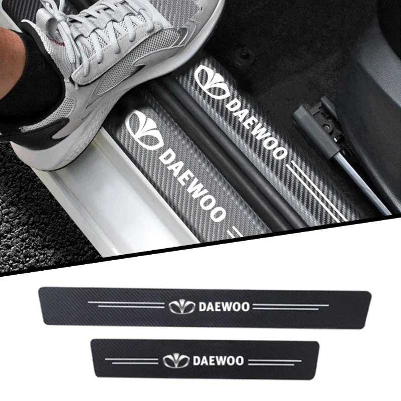 4PCS for DAEWOO Adventra Aveo Damas Evanda Gentra Kalos Lacetti Lanos Nubira Car Door Sill Protector Threshold Sticker Decals