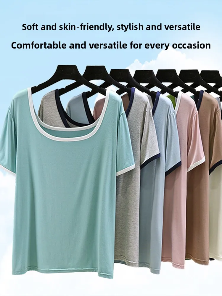 عارضة مشروط فضفاض ort Sve جولة Ne Base irt المرأة الصيف التخسيس تي شيرت يوليو الغزلان العلامة التجارية Faionable ملابس داخلية #1