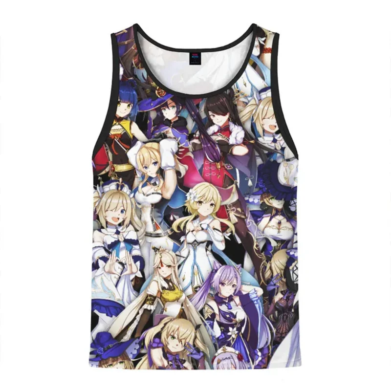 El más nuevo juego popular Genshin Impact Deona camisetas sin mangas con estampado 3D para hombres/mujeres chalecos sin mangas para hombres Top de playa ropa de gimnasio de gran tamaño de verano