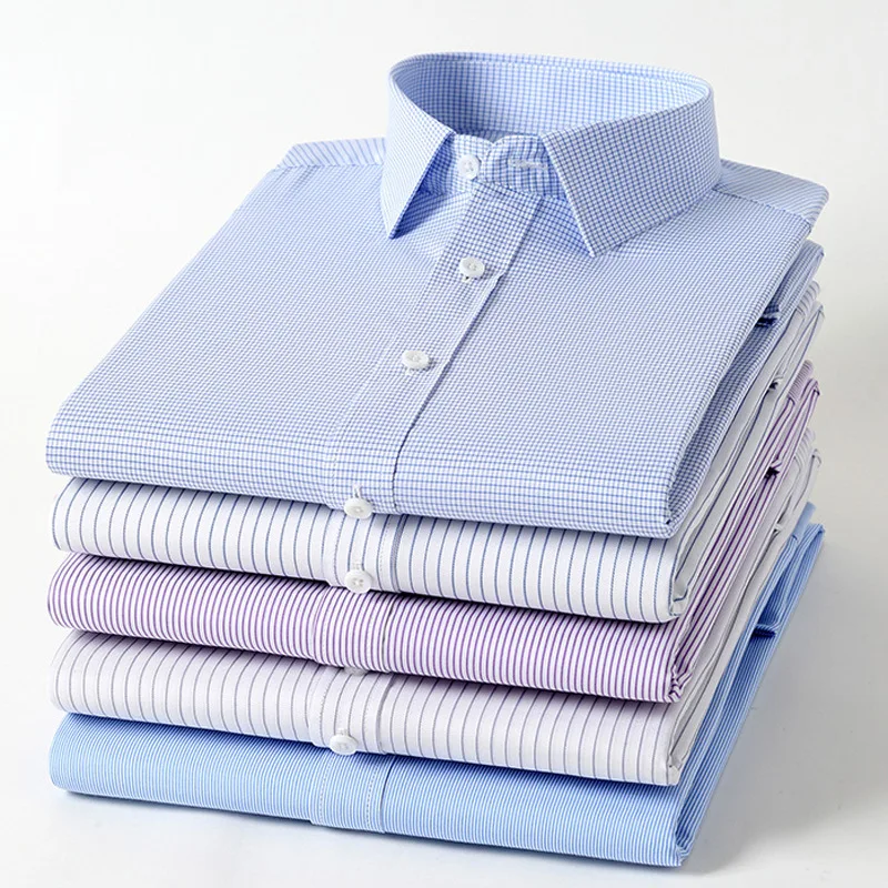 

4XL 5XL 6XL 7XL 8XL Bamboo Fiber Plaid Shirt Striped Blue Casual Business Longsleeve Shirt for Men Streetwear Slim Fit Shirt Men