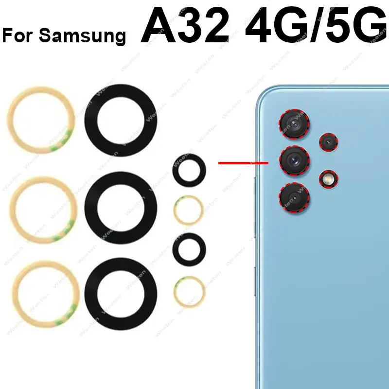 Rear Camera Glass Lens With Sticker For Samsung A22 4G 5G A32 A42 A52 A72 A33 A53 A73 Back Camera Glass Lens Replacement Parts