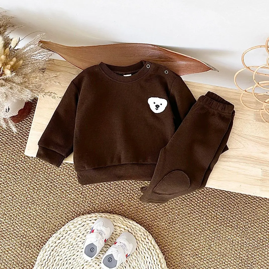ملابس الطفل الوليد مجموعات الخريف طويلة الأكمام أوزة الدب نمط ملابس علوية من القطن السراويل الرضع غير رسمية ملابس طفل صغير الزي #6