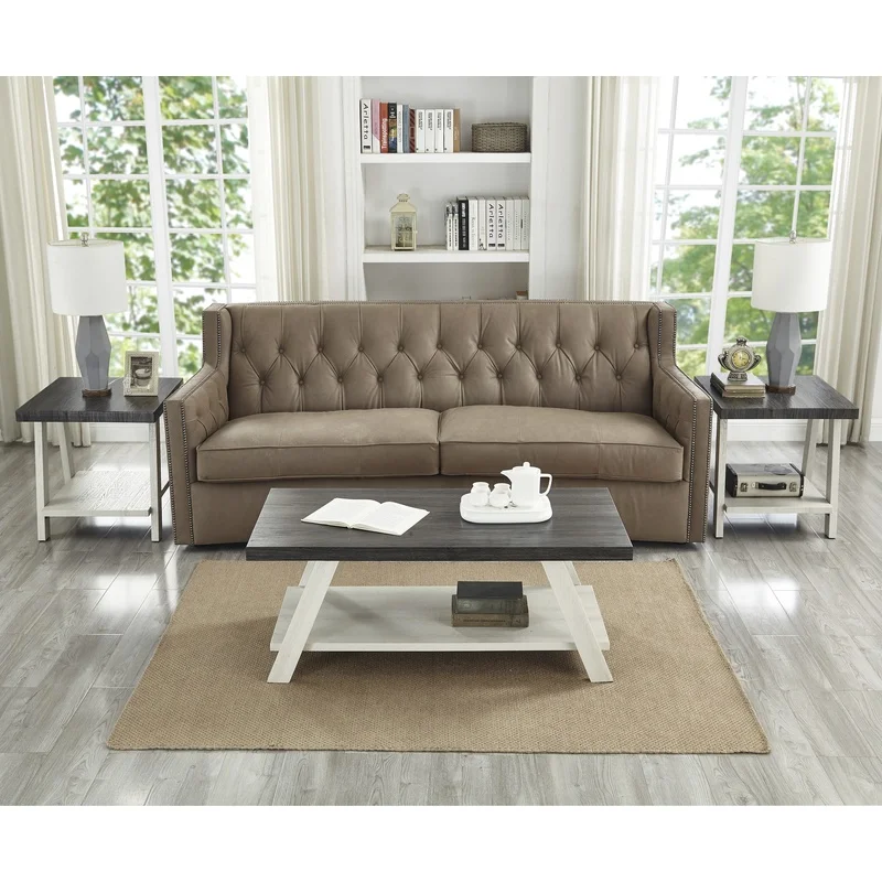 

Weathered Charcoal and Beige 3-Piece Wood Coffee Table Set