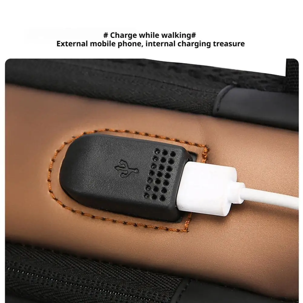 Men's Anti-Theft Chest Bag USB Charging Port Crossbody Sling Bag Password Lock Large Capacity Shoulder Messenger Pack