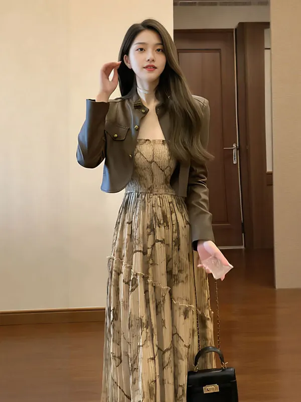 

Женский нежный комплект из двух предметов ort Sve Long Dr с высокой талией, удобная повседневная одежда с цветочным принтом Jaet