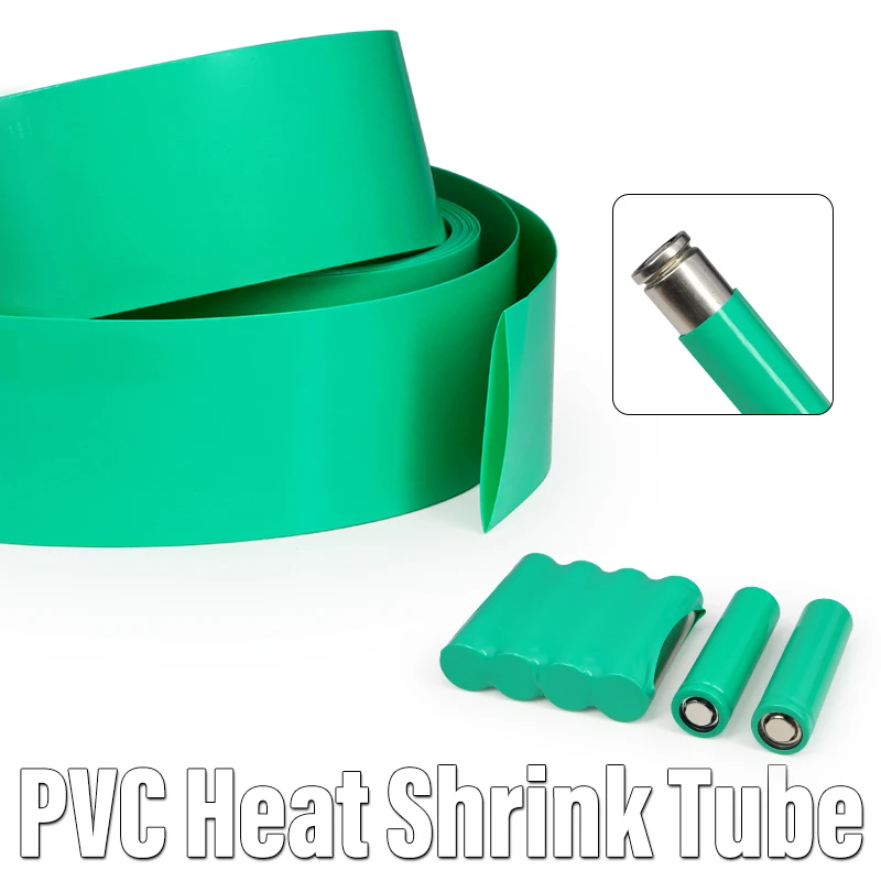 1/3/5M Green PVC Heat Shrink Tube 7~333mm  Insulated Protection Film Wrap 18650 Lithium Battery Packs Cable Sleeve Protection