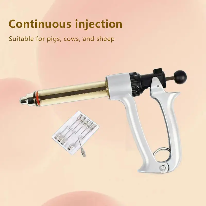 25/50ml Semi-Automatic Veterinary Continuous Syringe Animal Injection Adjustable Vaccine Syringe For Livestock Cattle Sheep