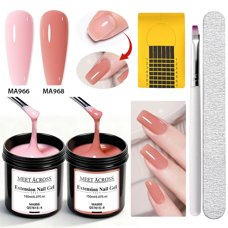 Juego de esmalte de Gel para extensión de uñas, 5 uds., 100ml, color nude, rosa, blanco claro, semipermanente, autonivelante, Kit de herramientas de barniz de Gel UV para construcción