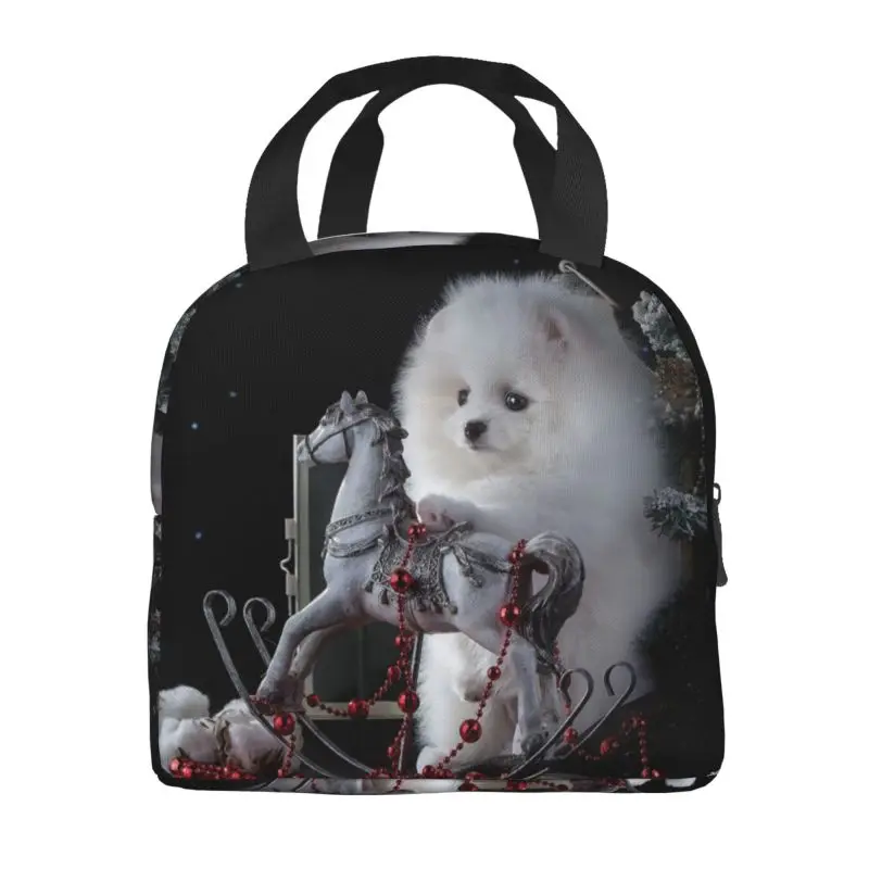 Cute Pomeranian Dog Pet Print Thermal Insulated Lunch Bags Spitz Puppy Resuable Lunch Tote for School Office Food Box