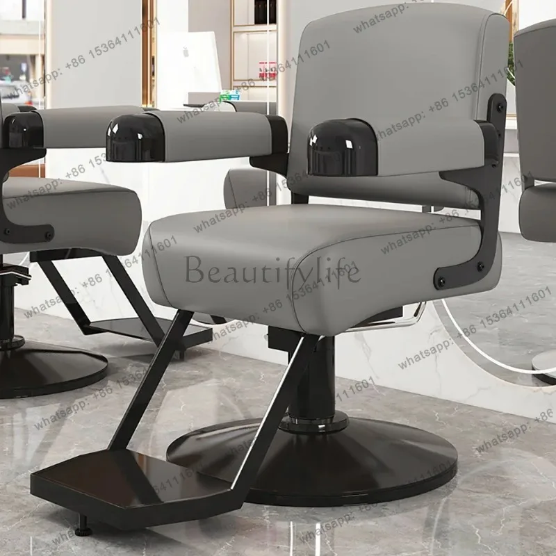 LJY Modern Comfortable Barber Chair Aesthetic Vintage Elastic Delicate Salon Chair Stylist Ergonomic Silla Barberia Salon Furnit