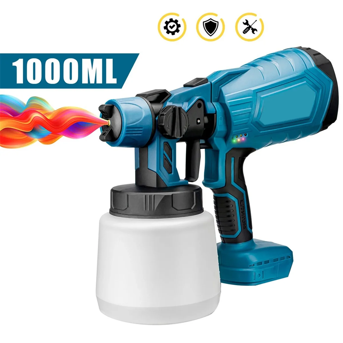 A002 1000ml Electric 4 Nozzle Sizes HVLP Household Paint Sprayer Flow Control Easy Spraying for 18v Battery