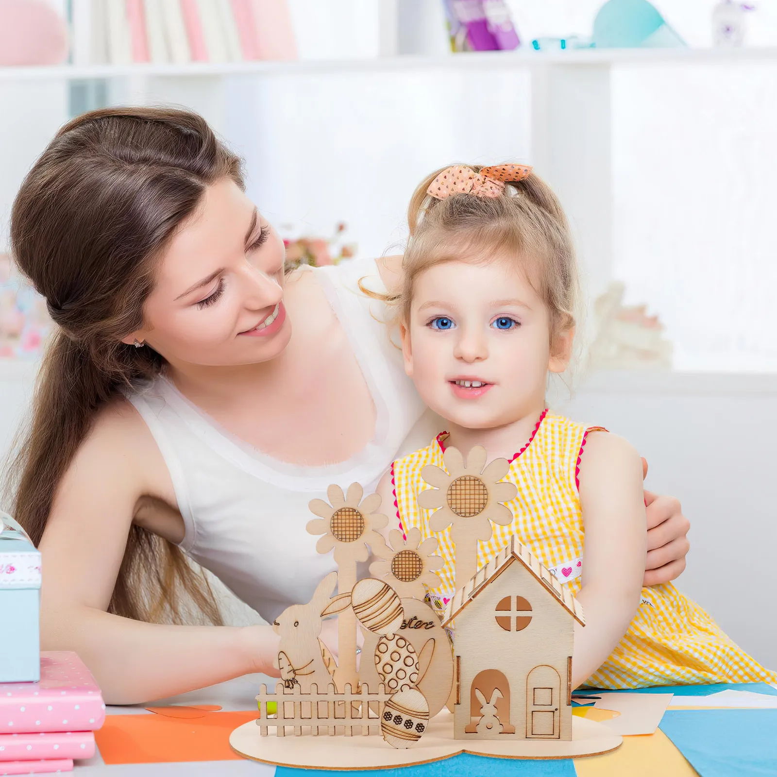 

1 set 1 Set 3D Wooden Puzzle Easter Assembly Game Diy Kit For Kids Family Parent-Child Interaction Educational Plaything