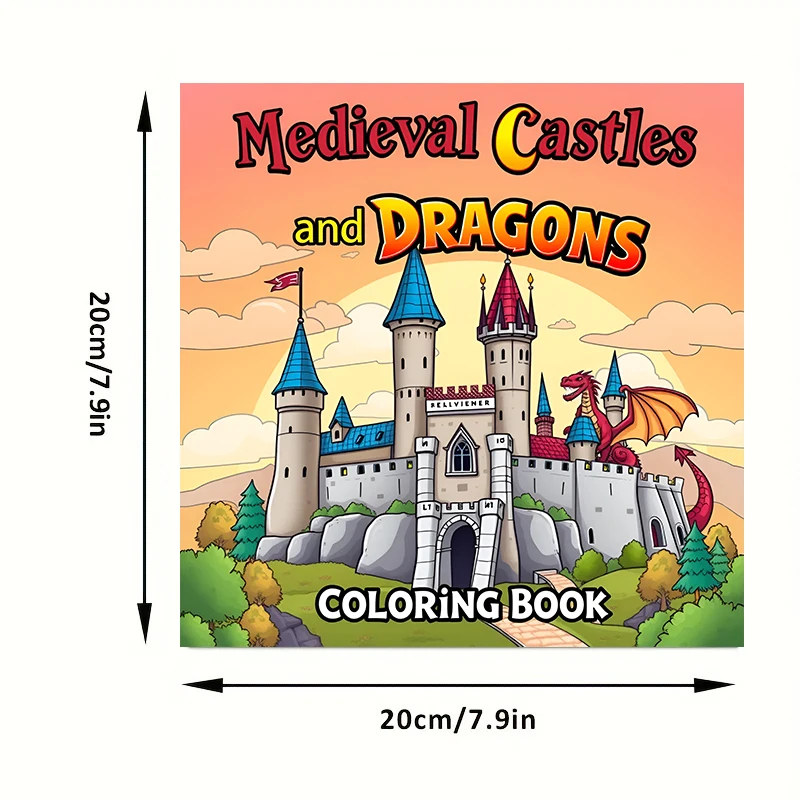 大人のための中世の城の塗り絵 |   28ページの塗り絵、クリスマスや感謝祭のための画材