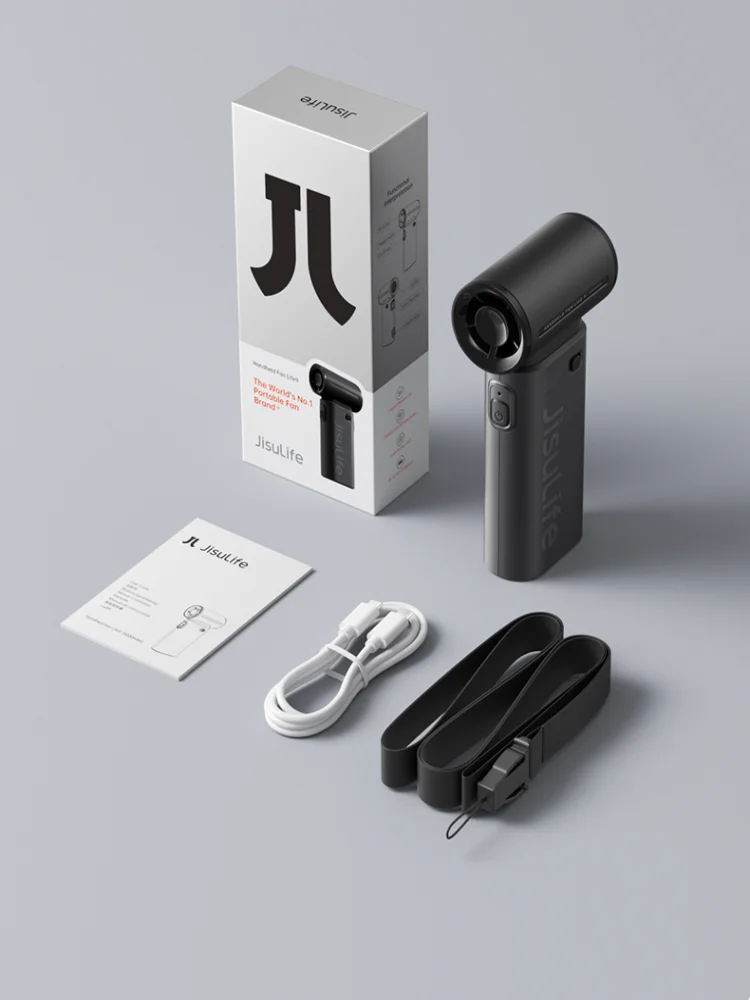 JISULIFE Handheld Turbo Fan,Super Strong Wind,5 Speeds,Long Battery Life,5000mAh,USB Rechargeable,Multipurpose Pocket fan