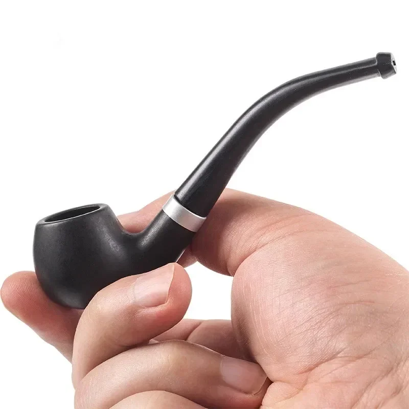 2024 New Tobacco Bent Pipe Wooden Smoking Filter Grinder Handheld Herb Pipes Cleaning Durable Cigarette Accessories Men\'s Gift