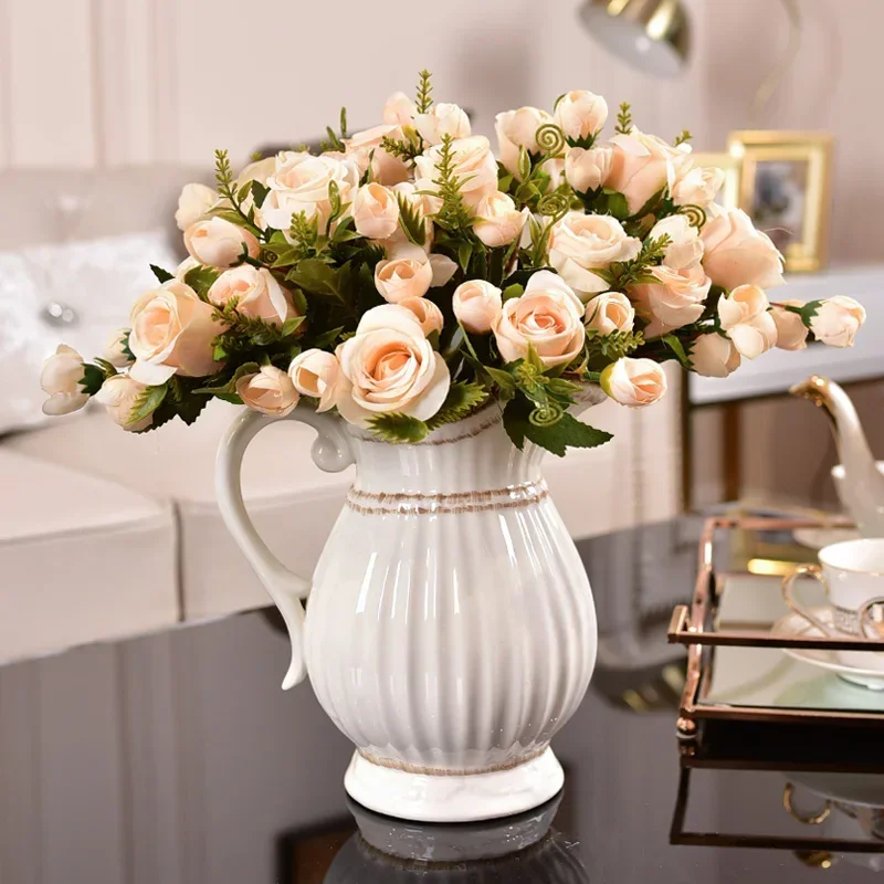 

Nordic minimalist white ceramic vase dining table modern living room dried flower flower arrangement decoration ornaments