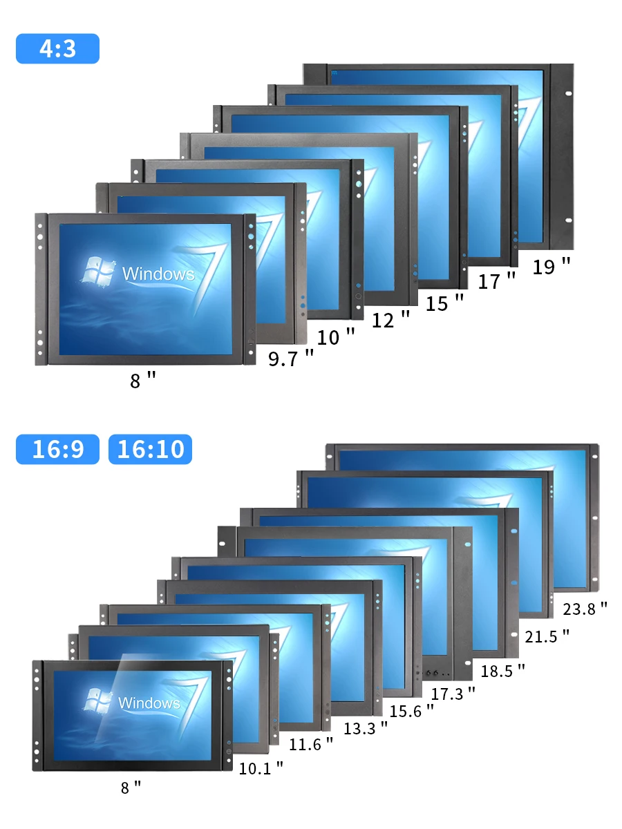 Zhixianda 10.4 Inch 1024x768 4:3 Open Frame Industrial Embedded Resistive Capacitive Touch Screen Monitor For Equipment