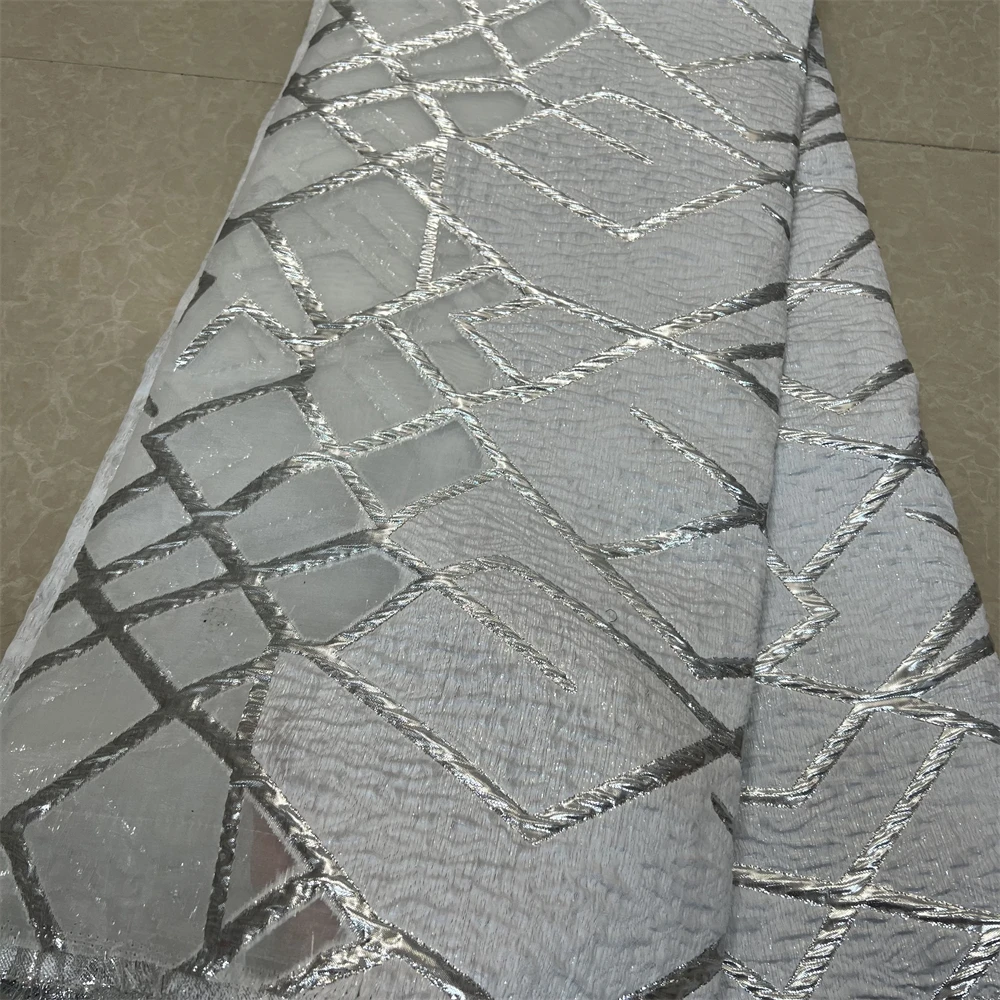 الأفريقي النيجيري عالية الجودة تول أقمشة الدانتيل الأورجانزا التطريز جبر للحزب ثوب الجاكار فستان الزفاف 5 ياردة YXZ172 #3