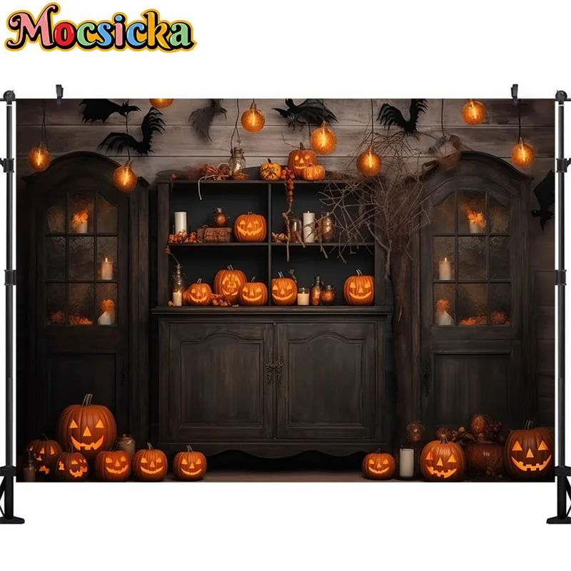 Halloween Backdrop Barn Wheat Field Pumpkin Haystack Harvest Baby Portrait Photography Background Cake Smash Photo Studio