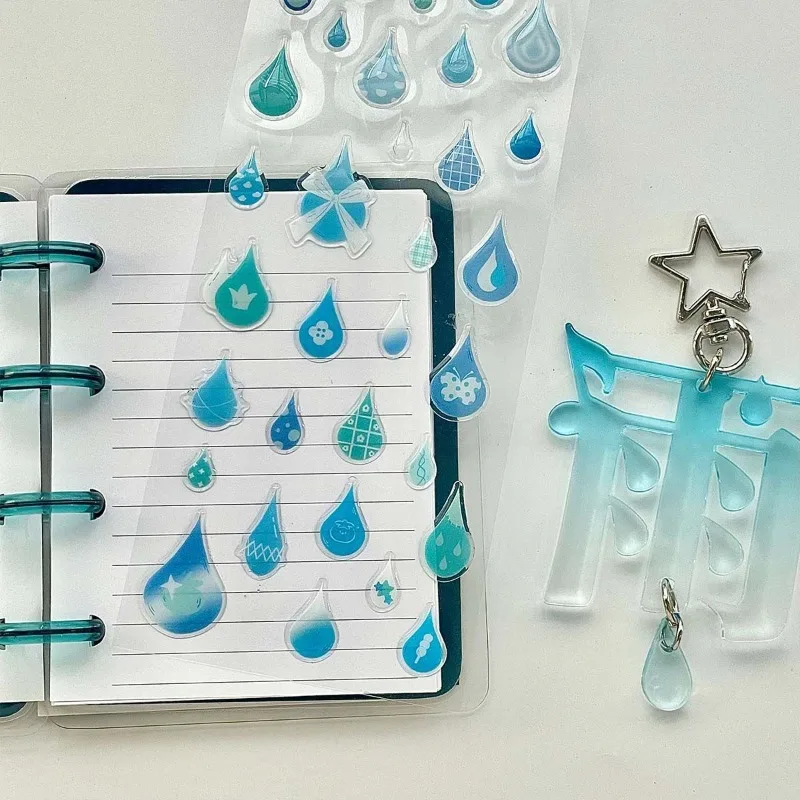 Japanese Cute Cartoon Heart Raindrop 3D relief Stickers - Kawaii Resin Decal Phone Case Stationery Scrapbook Journal Decoration