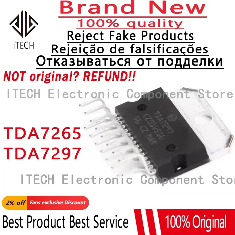 (2-10)pcs/lot Original TDA7265 7265 ZIP11 TDA7297 7297 ZIP15 100% New and Genuine Chips Ic