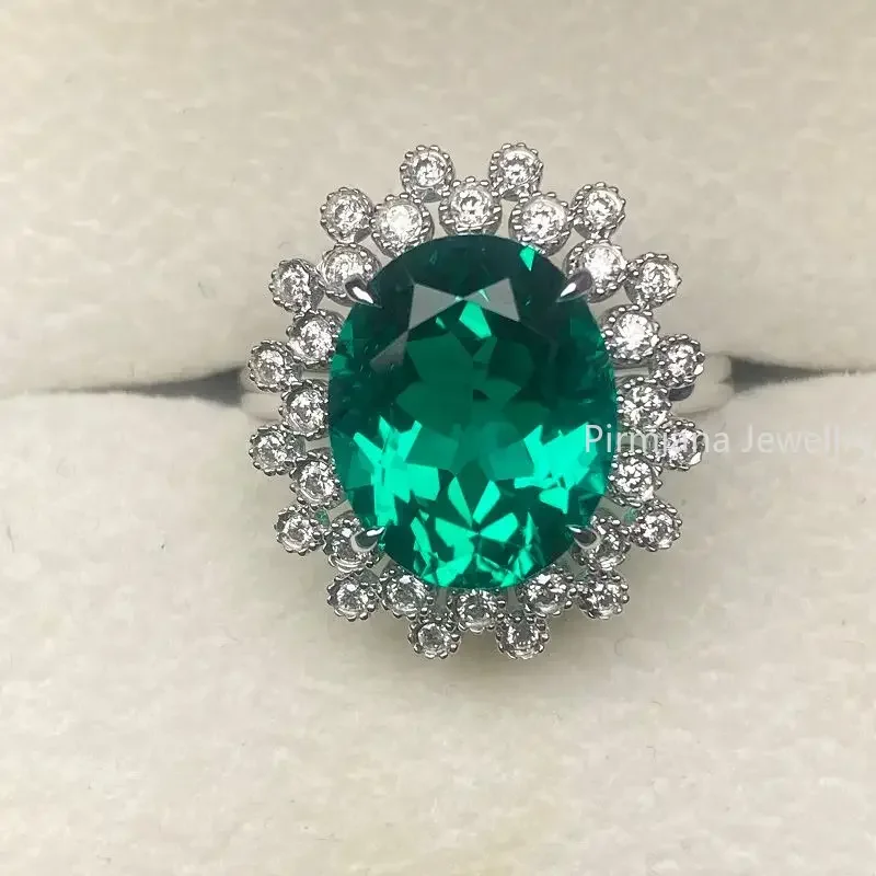 Pirmiana 18K Real White Gold 6.0ct Lab Grown Emerald Ring Fashion Wedding Band Engagement Jewelry Women