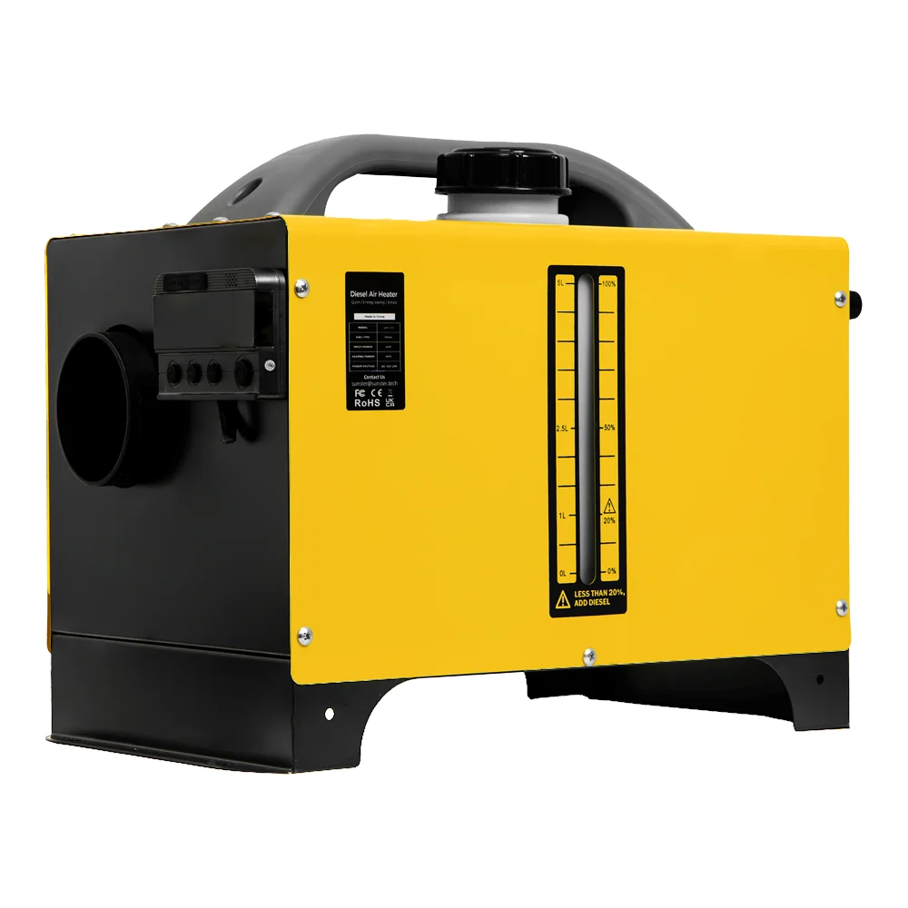 8KW 12V24V AC110-240V All in One Diesel Parking Heater, Yellow Shell LCD Remote Control Car Truck RV Diesel Air Heater
