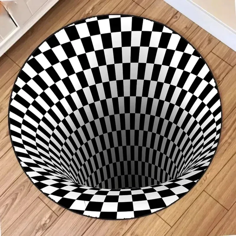 VIKAMA 3D Vortex Optical Illusion Round Rug Soft Flannel Fabric Perfect For Living Room, Bedroom, And Bathroom Decor