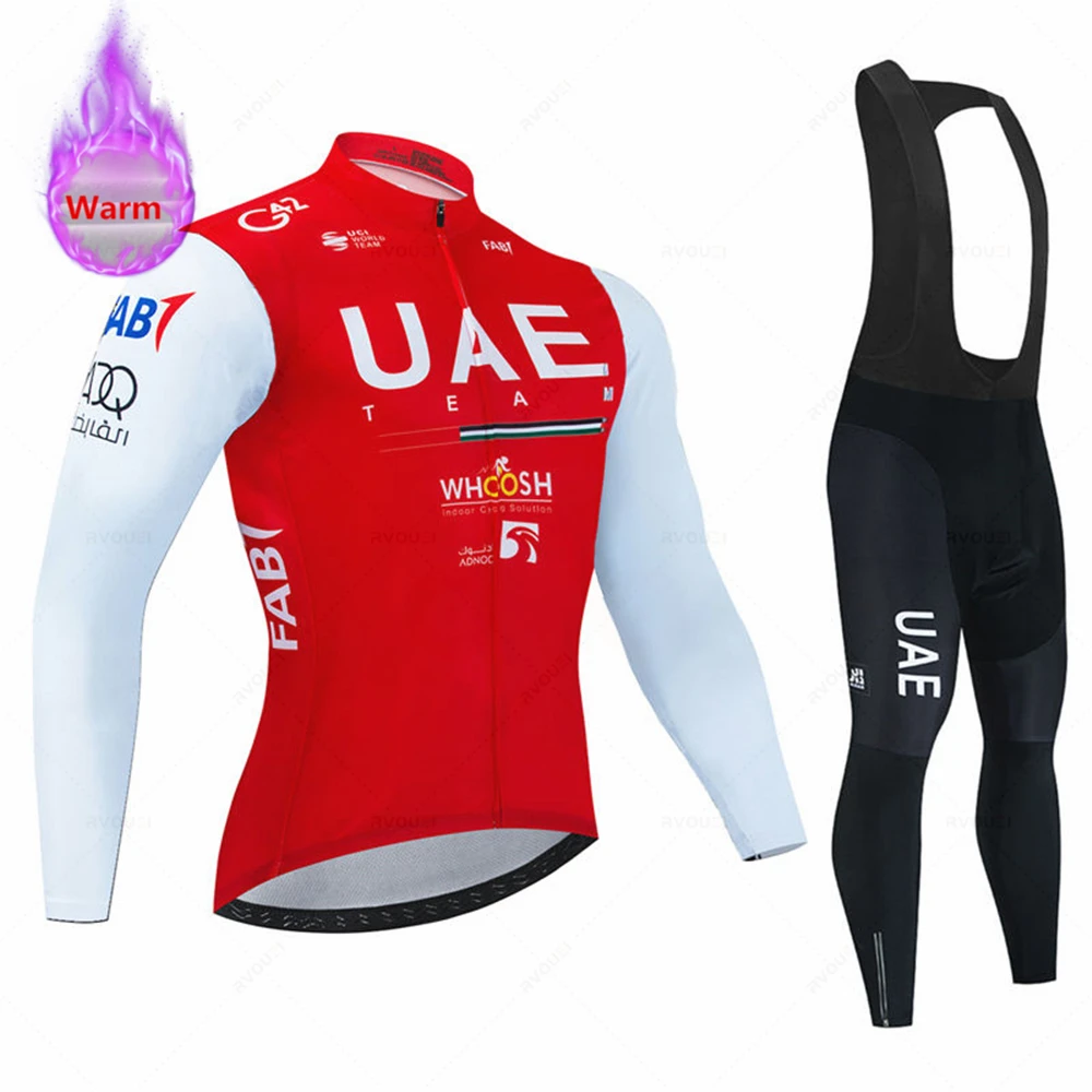 2023 Uae Winter Bicicleta Set Outdoor Thermal Fleece Cycling Clothing Road Bike Shirt MTB Jersey Bicycle Uniform Roupa Ciclismo