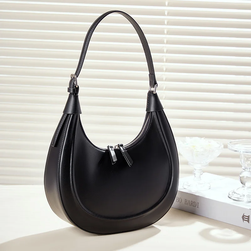 

Fashionable Women's Bag Luxury Designer Half Moon Shoulder Bags Split Cow Leather Women Handbags High Quality Crossbody Bag