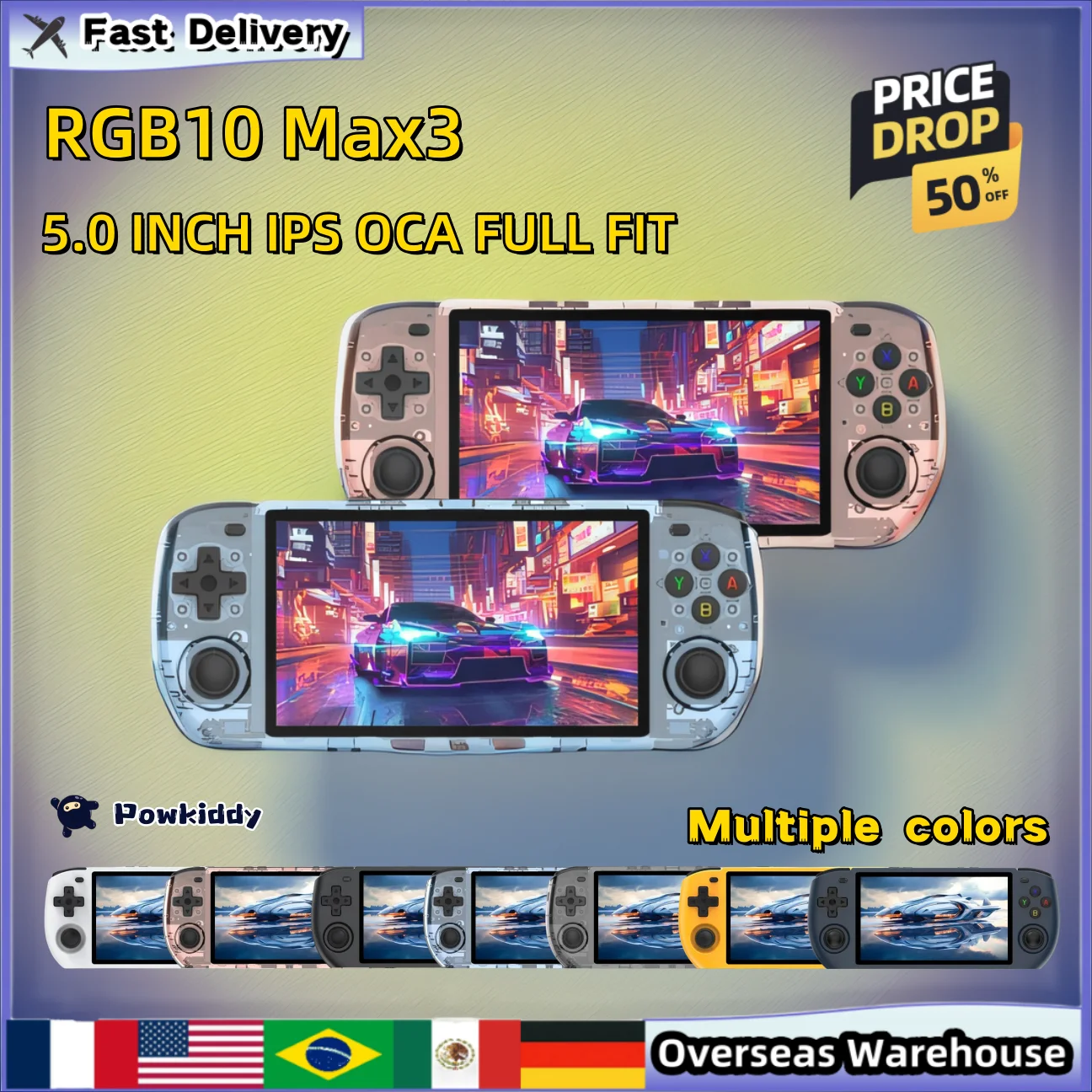 

Powkiddy RGB10 Max3 Retro Handheld Game Console Open-source Retro Gaming Consoles 5 Inch IPS Screen Video Game Children's Gifts