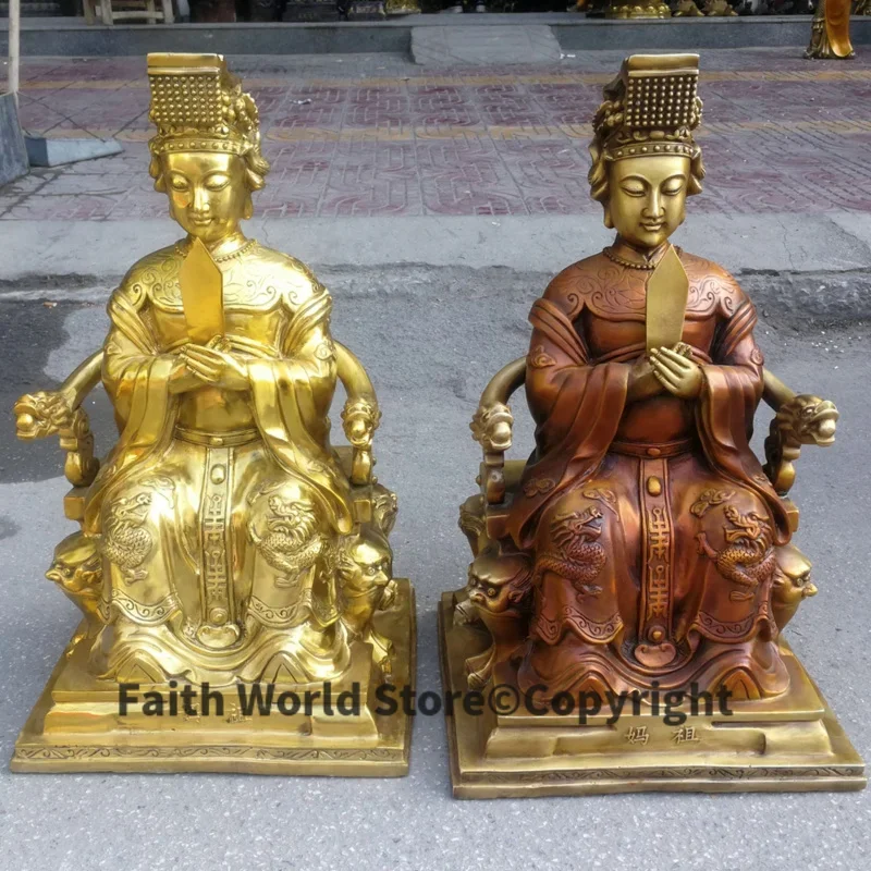 60CM huge Temple HOME Family Safety efficacious Talisman Protection Mazu GUAN YIN GOD Goddess of the Sea FENG SHUI copper statue