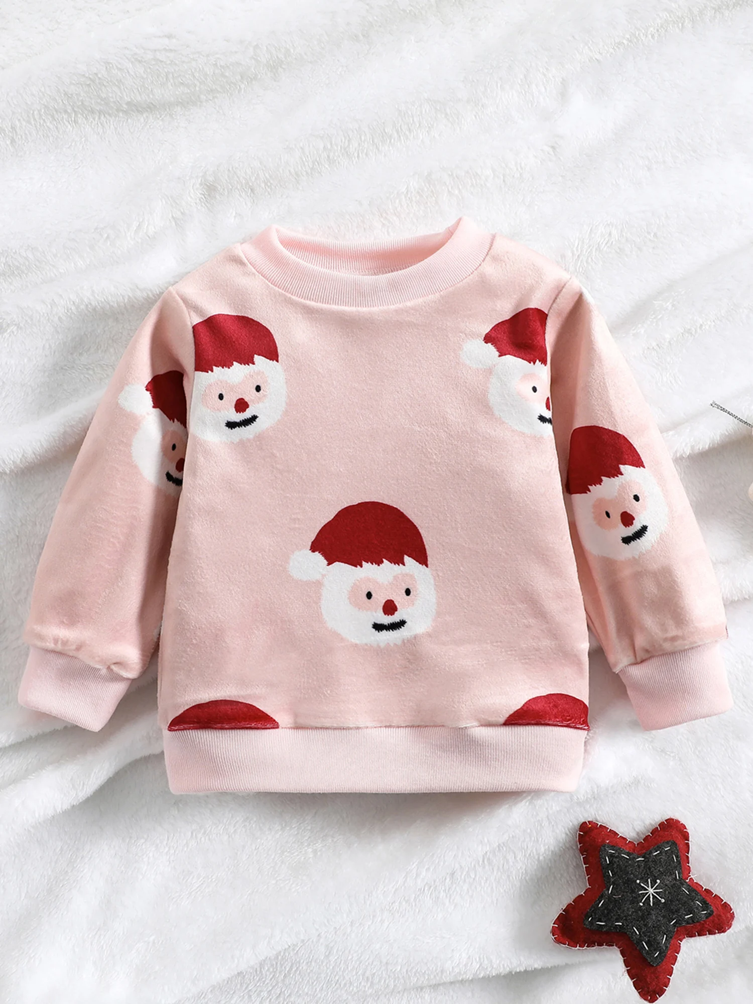 

Toddler Girls Winter Hoodie Cute Reindeer Patterned Pullover Sweatshirt with Long Sleeves and Ribbed Crew Neck