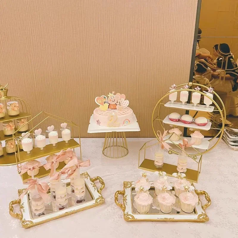 

European Wedding Cake Display Tiered Dessert Stand Elegant Afternoon Tea Serving Tray Buffet Pastry Holder Party Table Decor​