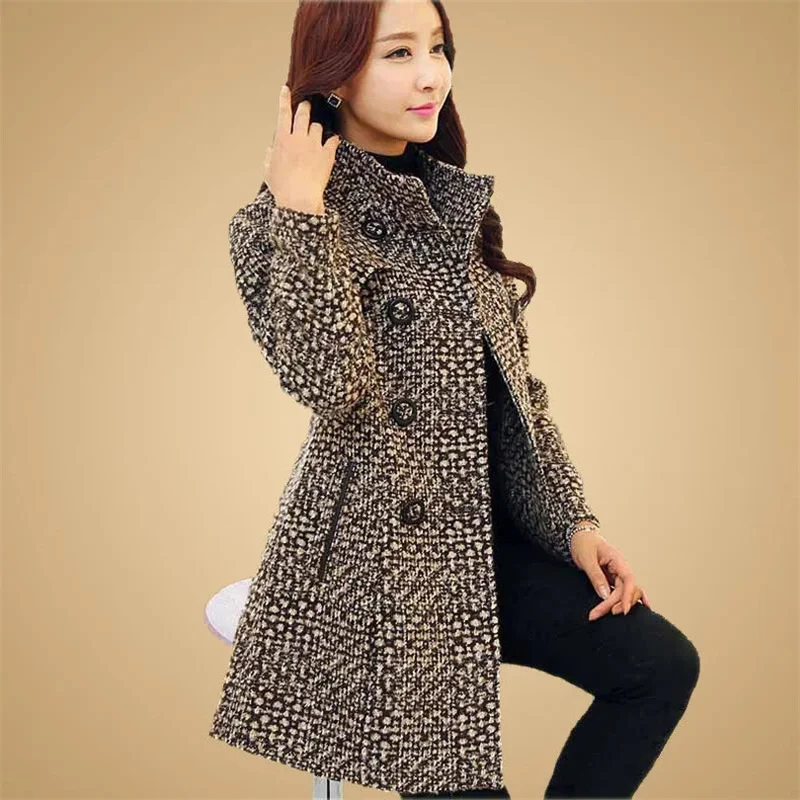 WOMEN'S MIDDLE LENGTH MIDDLE AGED MOTHER'S 2025 Autumn/Winter New Korean Version Fashion Plaid Woolen Coat Thickened Commuter