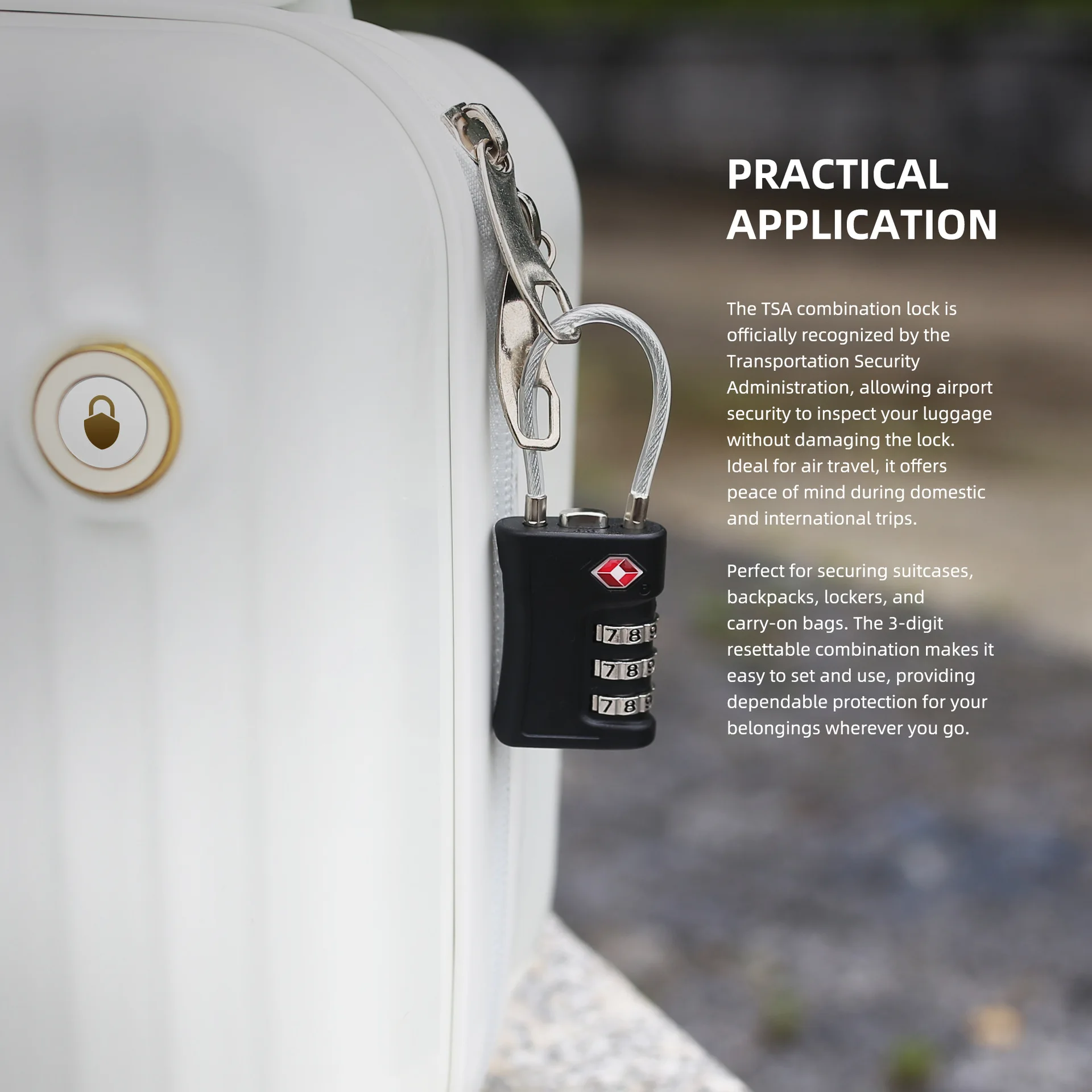 Portable TSA Customs Lock Gym Luggage Customs Lock Password Padlock Password Lock Anti-theft Code Padlock with Steel Cable