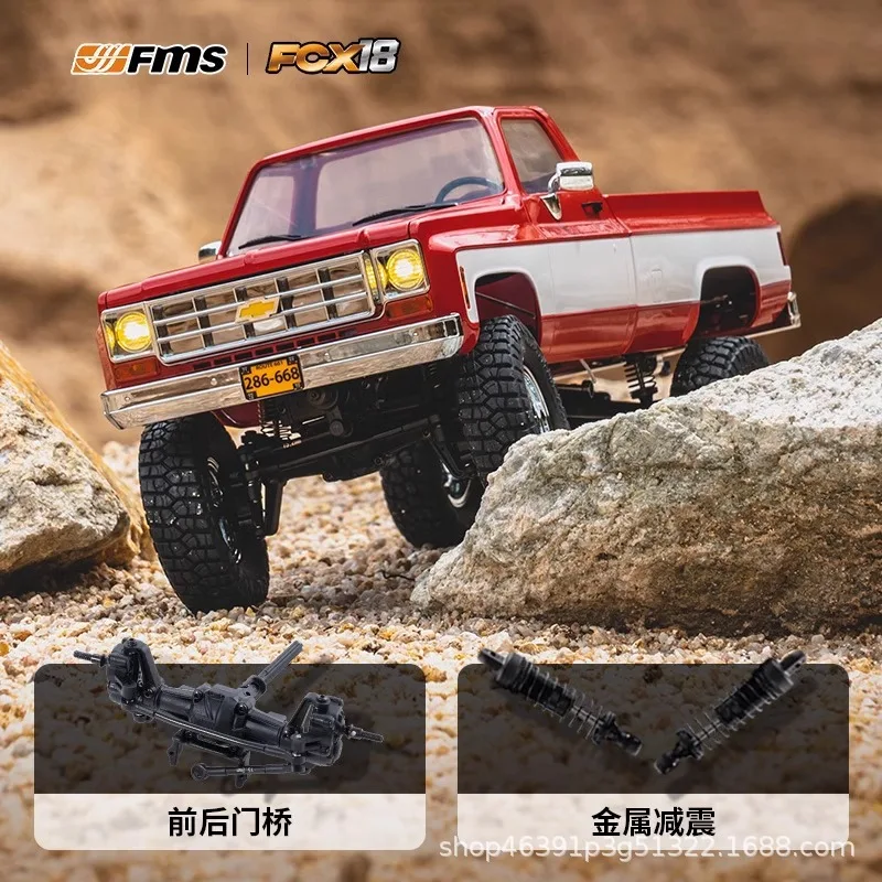 

Радиоуправляемый краулер FMS 1/18 Chevy K10, официально лицензированный, с 2-скоростной трансмиссией, металлическими тягами, RTR