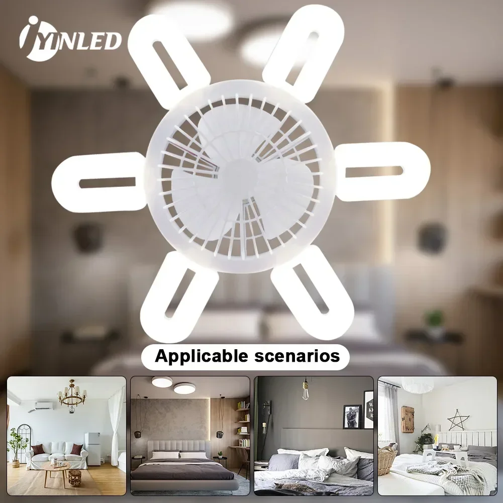 

60W Modern Ceiling Fan Light Electric E27 Chandelier Fan 3 Speed Winds/Lights Adjustable for Bathroom/Bedroom/Living Room/Garage