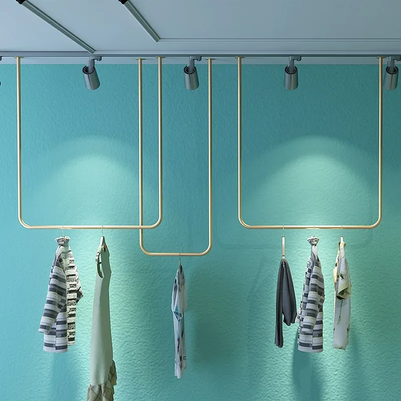 Clothing store display rack wall boom hanging hanger ceiling wedding dress hanger women's clothing store shelf hanger simple