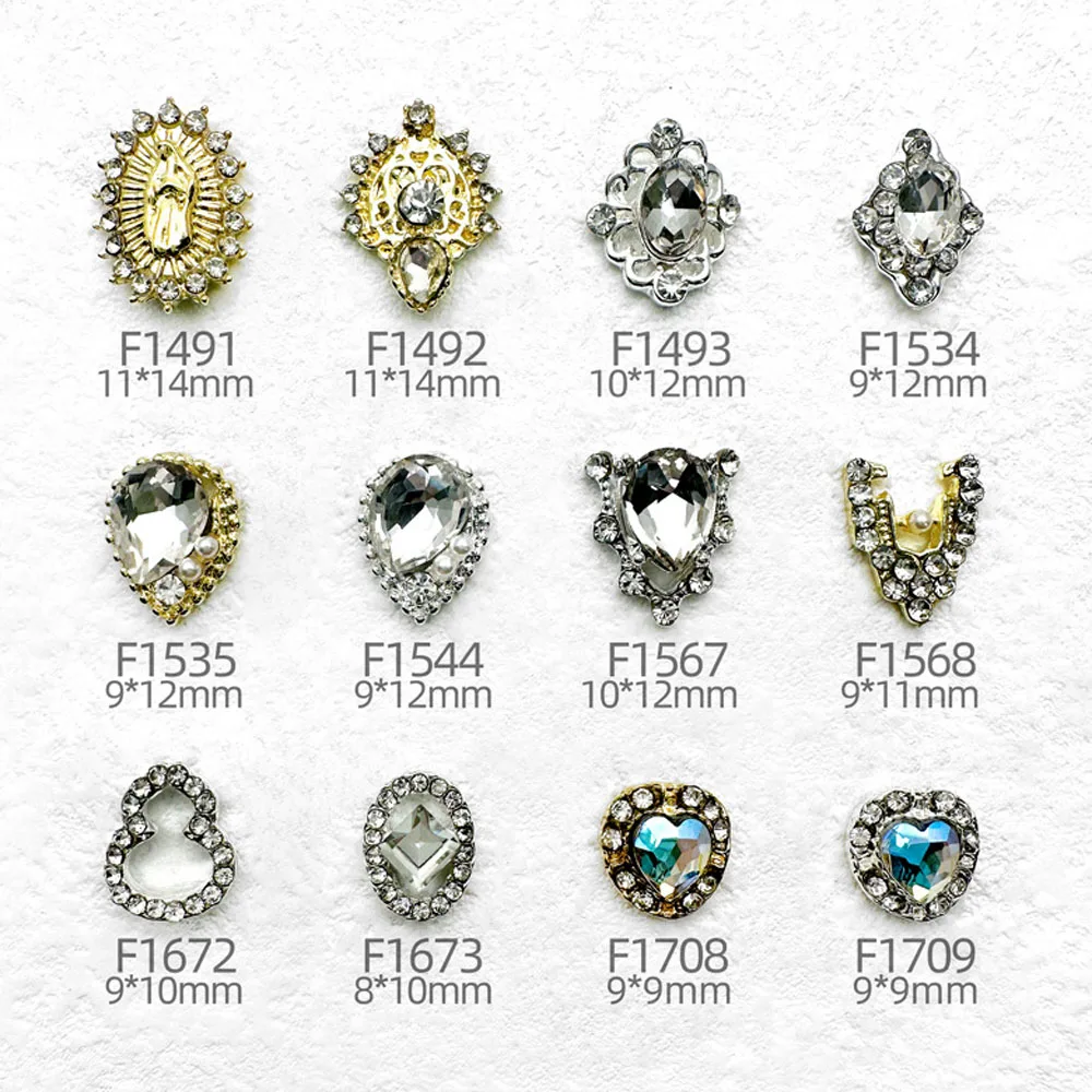 

10Pcs/lot 3D Ancient Egyptian Pharaoh Nail Art Charms Alloy Crystal Heart Water Drop Gold/Silver Decorations Gems Accessories