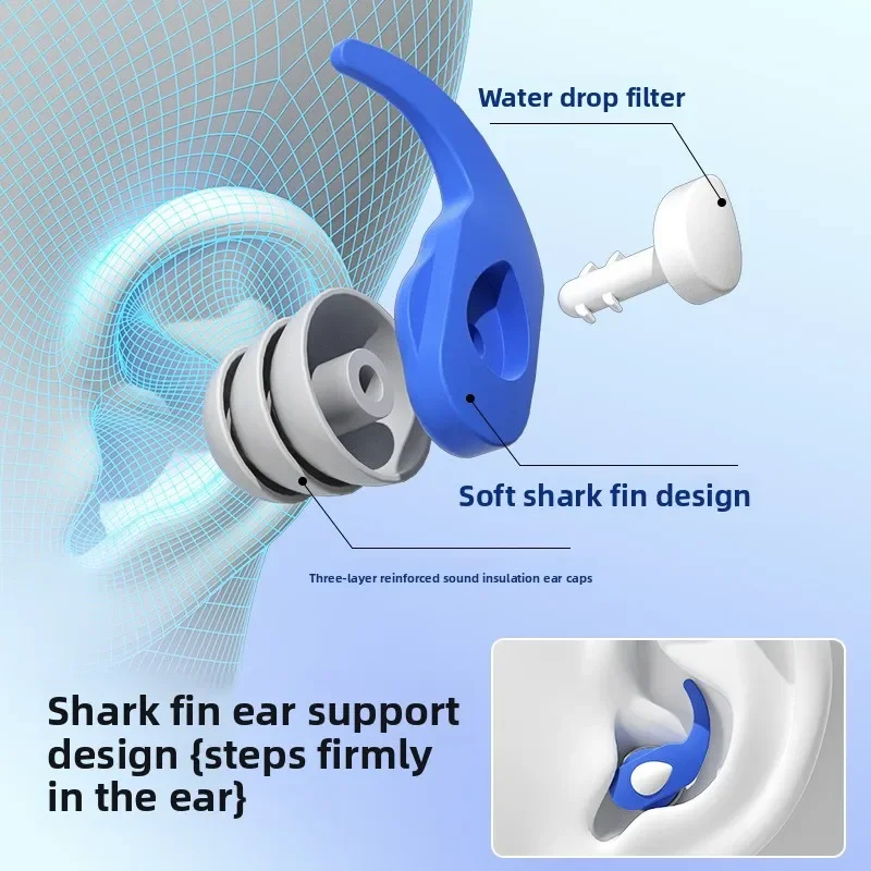 New Silicone 3 Layer Sound Insulation Noise Reduction Earplugs Filter Mute Sleeping Swimming Waterproof Reusable Travel Ear Plug