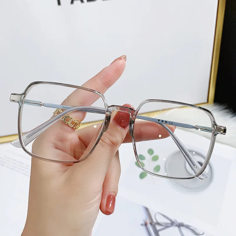 56223 Fertige Myopie-Brille für Damen, Vintage-Stil, quadratischer Rahmen, blaues Licht blockierende Brille, kurzsichtige Brille, Minus bis -6,0