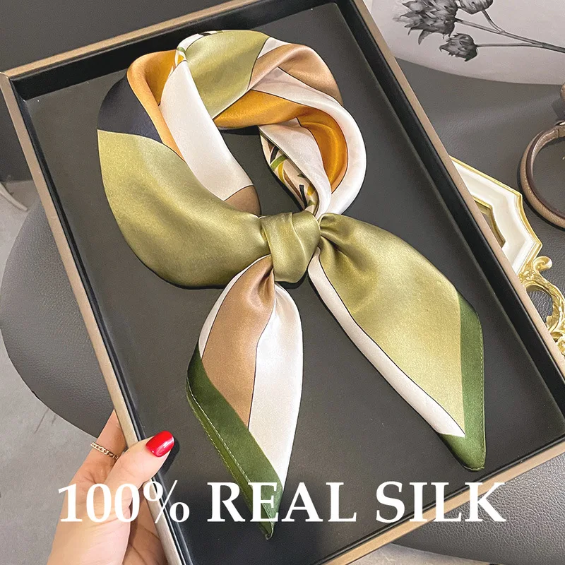 

Шарф из 100% натурального шелка для женщин, квадратный, элегантный, роскошный, модный, с принтом, платок, шаль, хиджаб, бандана, пляжный шарф
