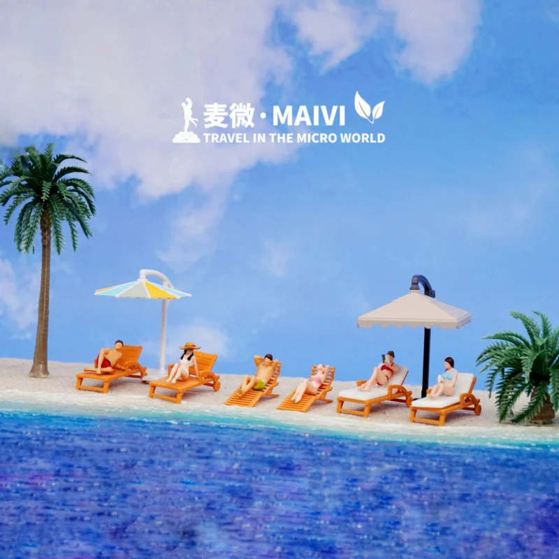 

Новый 1/64 бикини пляж для мужчин и женщин одинаковые сцены миниатюрная кукла из смолы DIY ручная роспись настольная игрушка орнамент коллекционные предметы