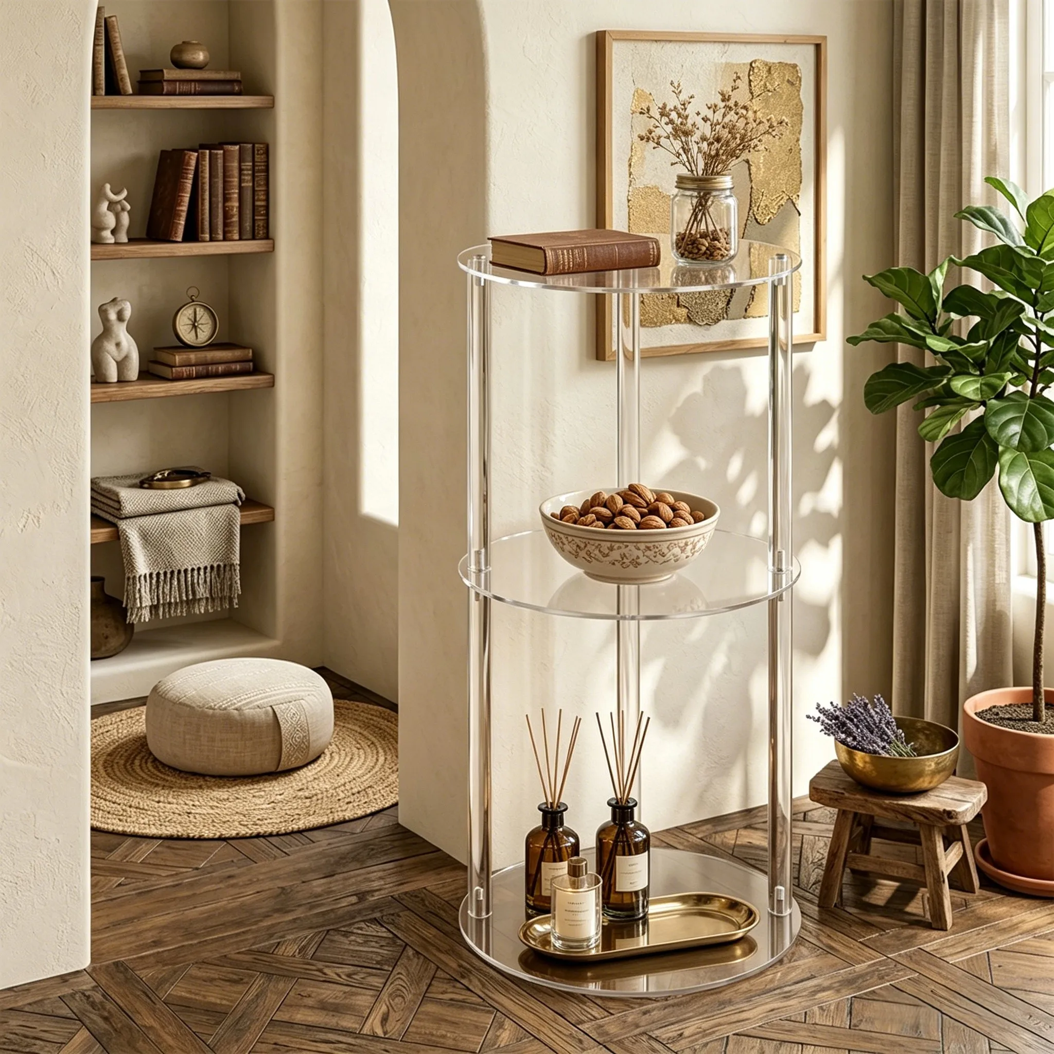 Modern Coffee Table Clear Side Table 22 22 60cm Decorative End Table Design End Table Thick Sturdy Construction