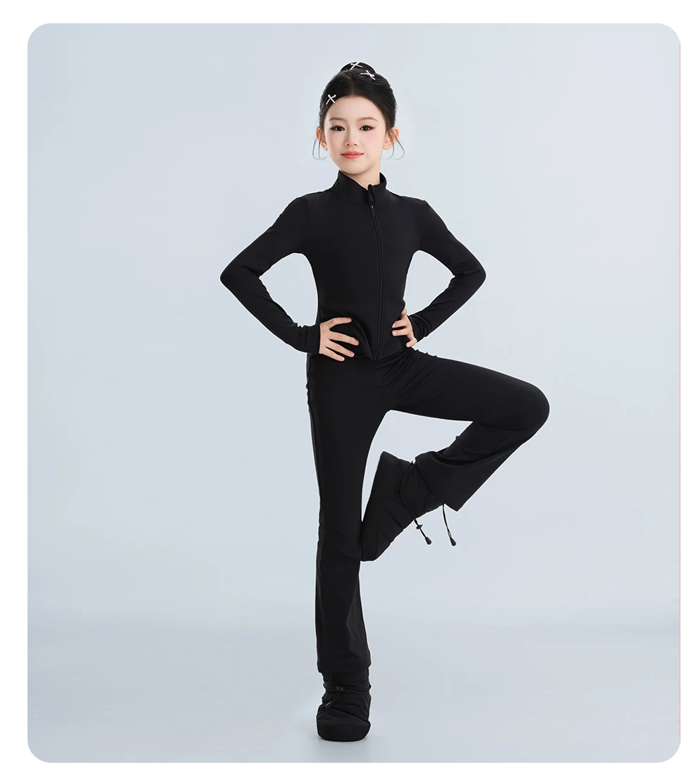 Kinder Warme Dancewear Tops Hosen Set Winter Fleece Ballett Outfits für Mädchen Tanz Praxis Leistung Kostüm – Detail 12