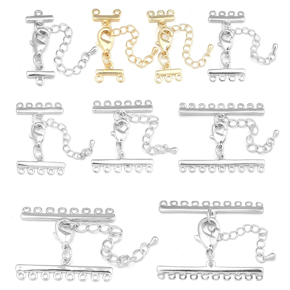 

2Sets Multi Strand Lobster Clasps Extender Chain Necklace Bracelet Connectors Clasps Hooks For DIY Jewelry Making Accessories