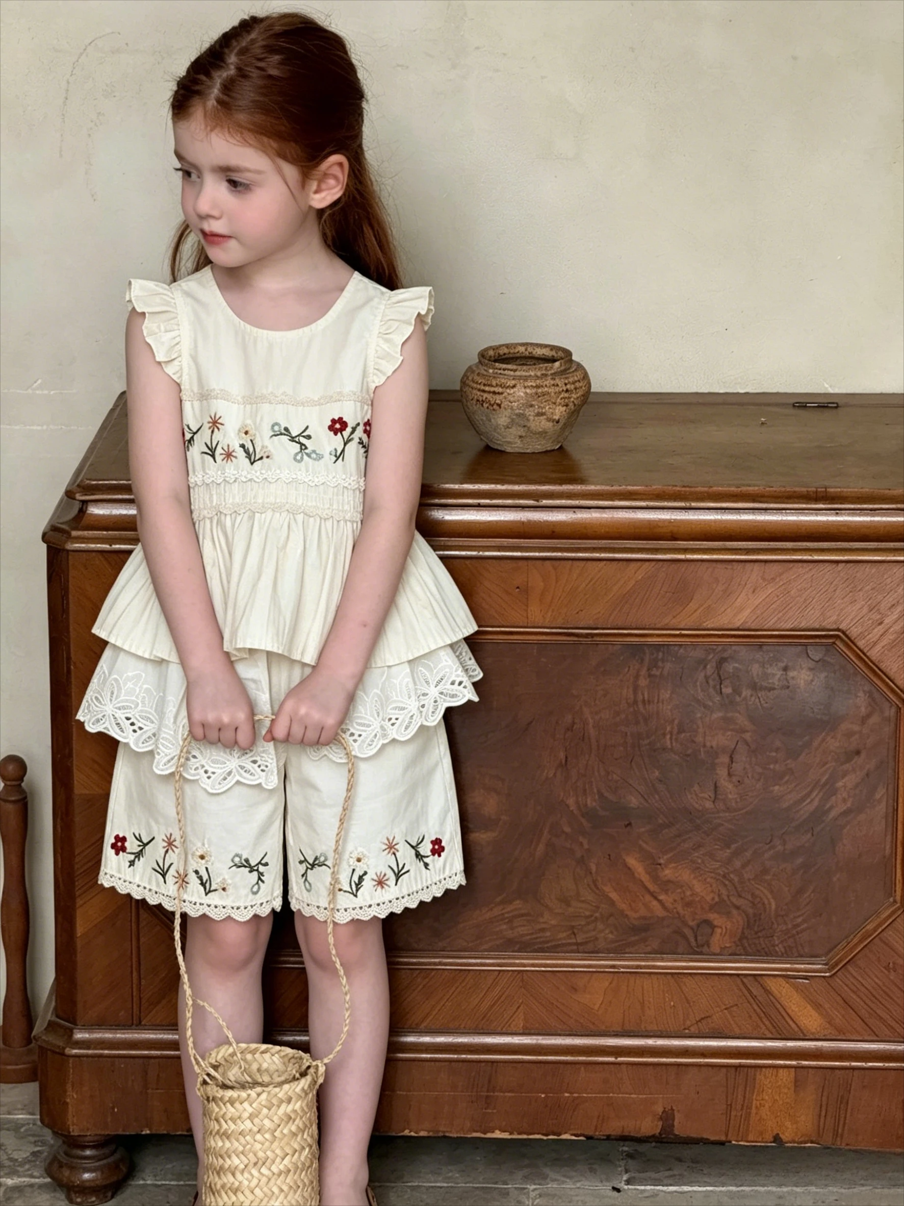 

Korean Childrens Clothing 2026 Summer New Style Baby Countryside Retro Style Baby Cute Korean Version Set